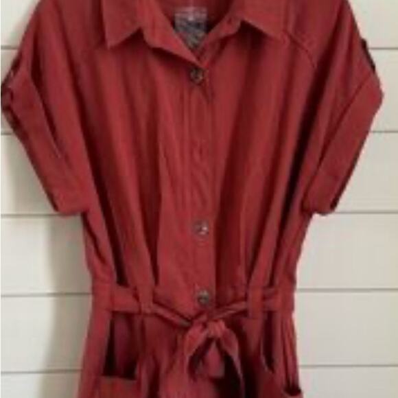 She + Sky Pink Romper Medium Cargo Utility Romper - Picture 2 of 2